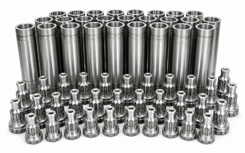 Heat-treated shafts and splined components